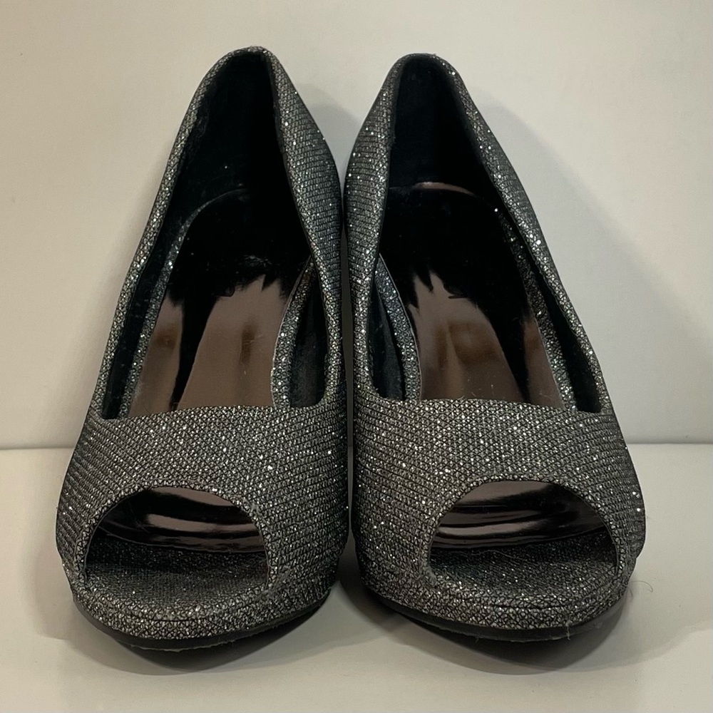 ✨ CODIA BLACK & SILVER SHIMMER RHINESTONE WOMENS HIGH HEELS SIZE EU 39 ✨